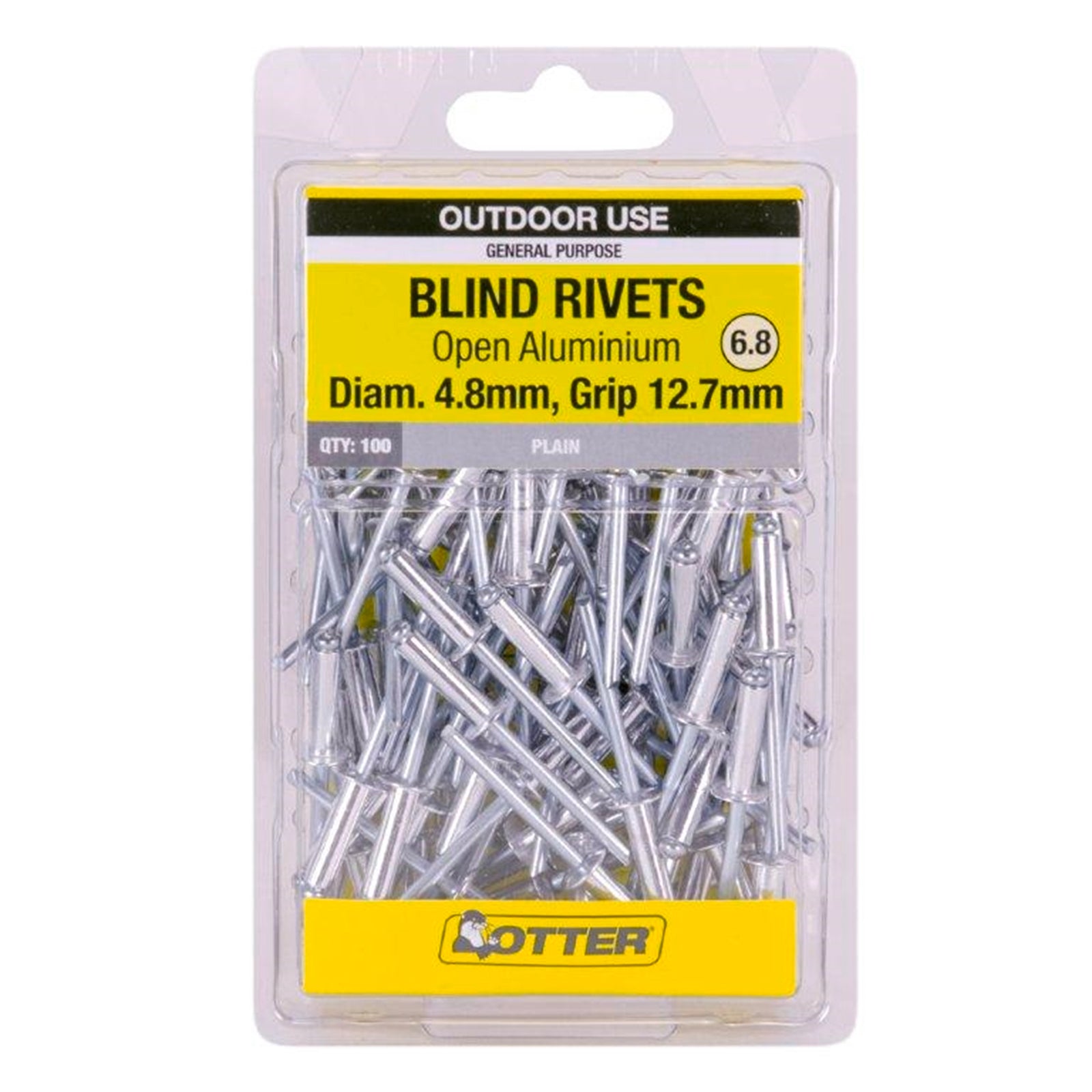 Otter 4.8 x 12.7mm Open Aluminium Blind Rivets - 100 Pack - Image 1 of 1