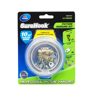 Zenith 10kg Brass Plated SureHook 10 Piece Picture Hanging Kit
