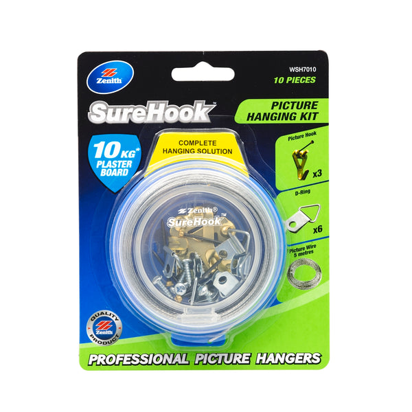 Zenith 10kg Brass Plated SureHook 10 Piece Picture Hanging Kit