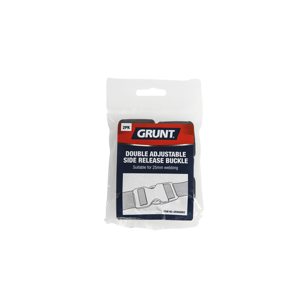 Grunt 25mm Double Adjustable Side Release Buckle - 2 Pack