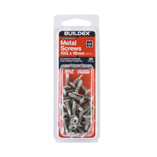 Buildex 10G x 16mm Class 3 Sheet Metal Screws - 30 Pack