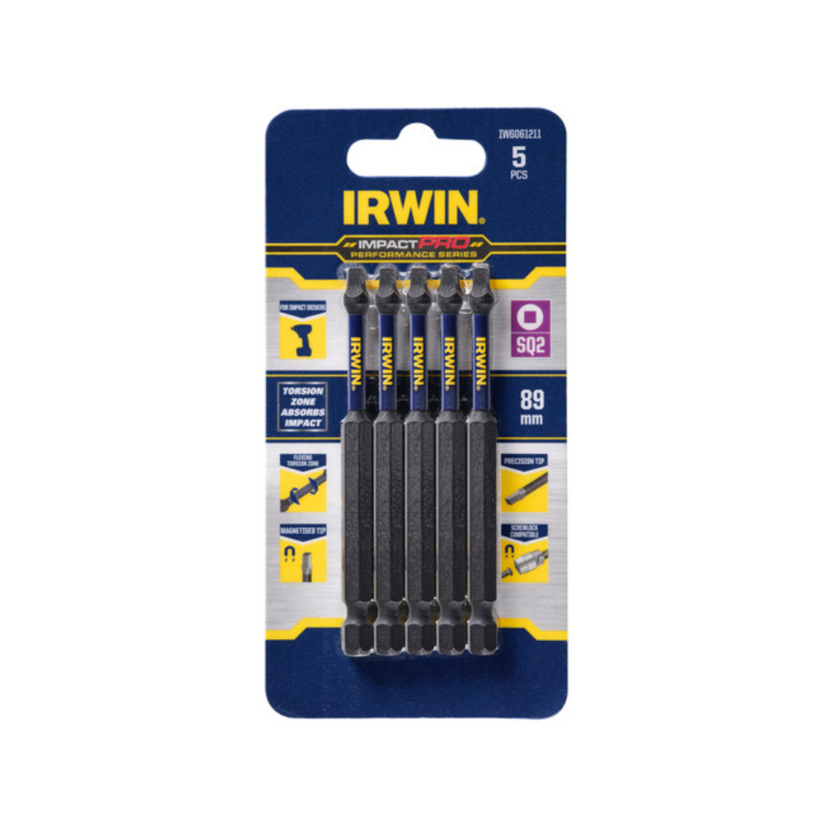 IRWIN 89mm SQ2 Impact Pro Performance - 5 Pack - Image 1 of 2