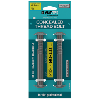 VUEPRO M12 90-110mm Heavy Duty Concealed Thread Bolt - 2 Pack
