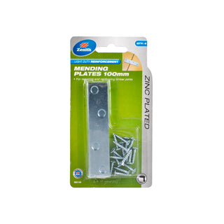 Zenith 100mm Zinc Plated Mending Plates - 4 Pack