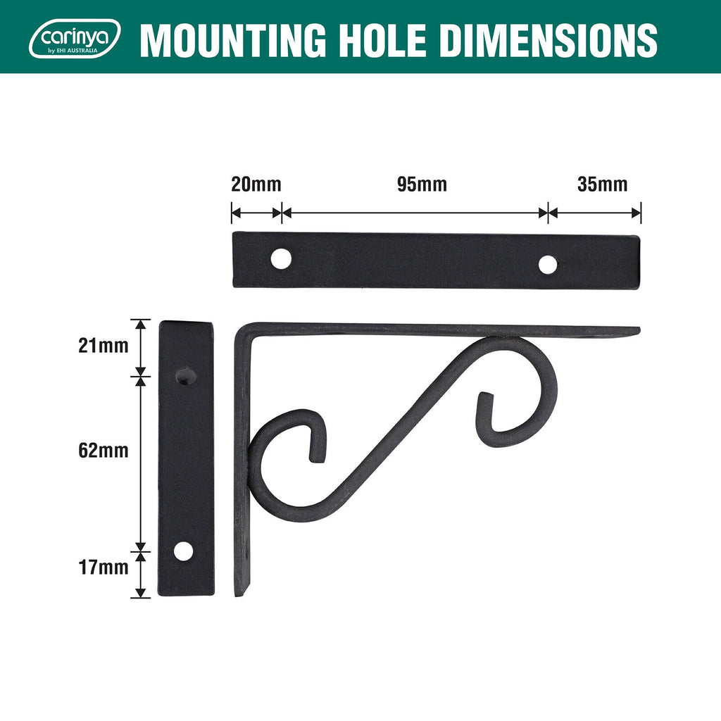 Carinya 150 x 100mm Black Scroll Stayed Bracket - Image 14 of 19