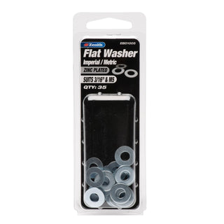 Zenith 3/16" x M5 Zinc Plated Flat Washer - 35 Pack