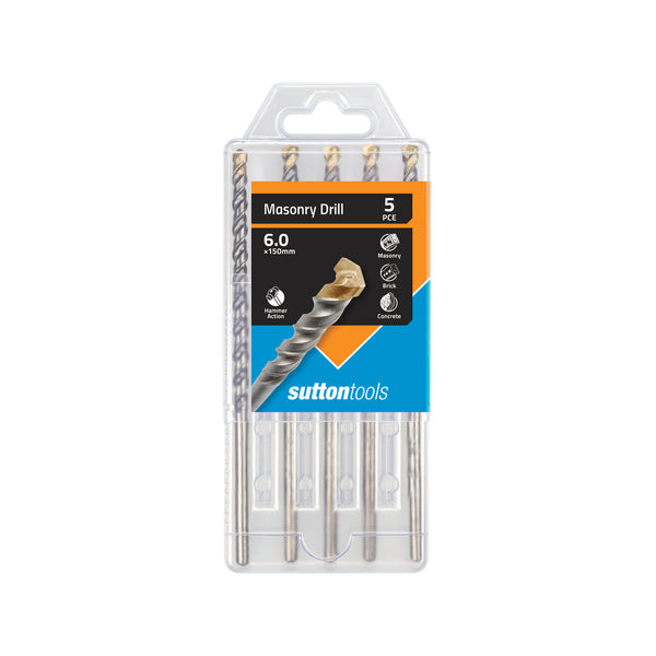 Sutton Tools 6 x 150mm Masonry Drill Set - 5 Pack