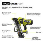 Ryobi 18V ONE+ HP™ Brushless 30-34° Framing Nailer 4Ah Kit RFN1830X14 - Image 3 of 7