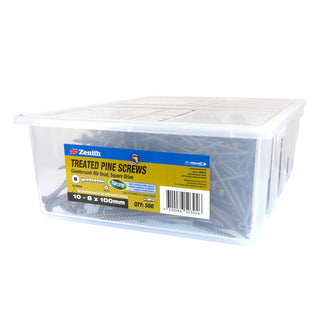 Zenith 10-8 x 100mm Tufcote® Countersunk Rib Head Treated Pine Screws - 500 Pack
