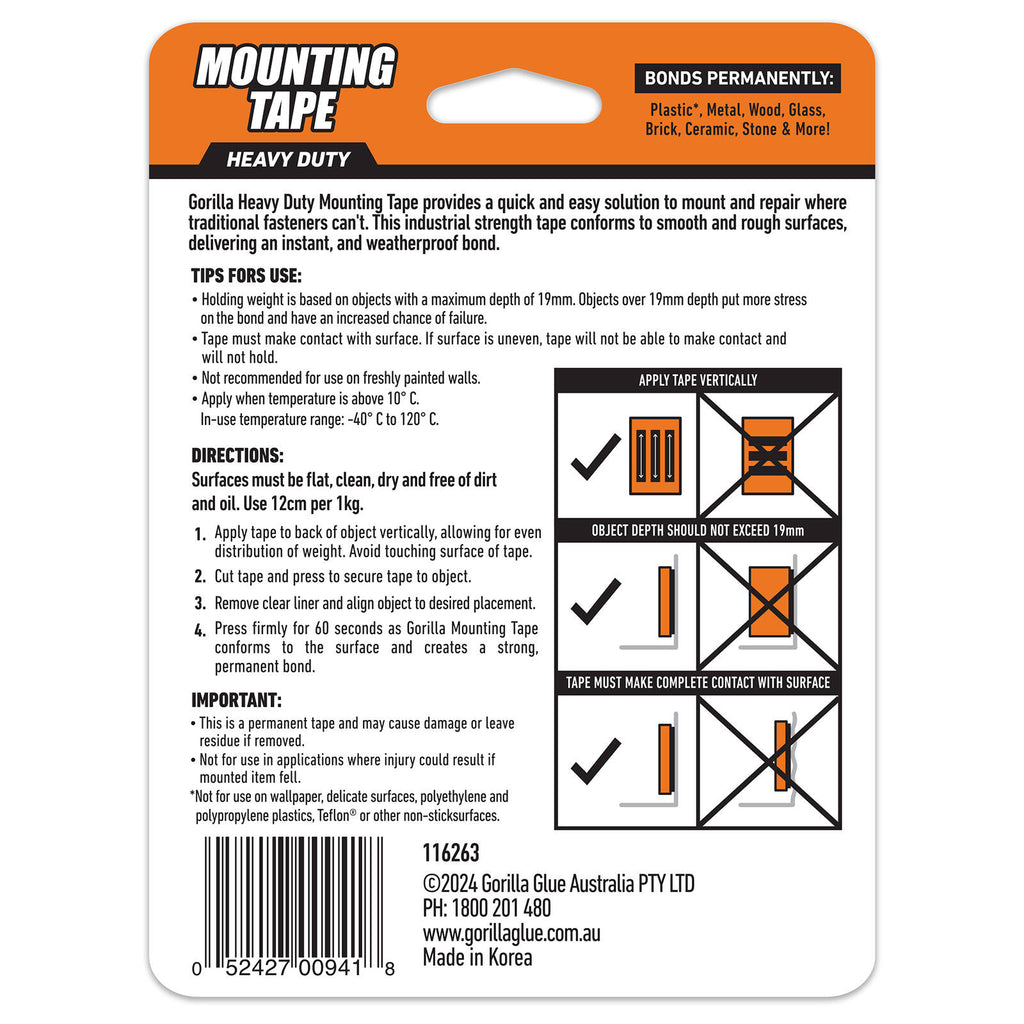 Gorilla 3.04m Black Double Sided Mounting Tape - Image 6 of 6