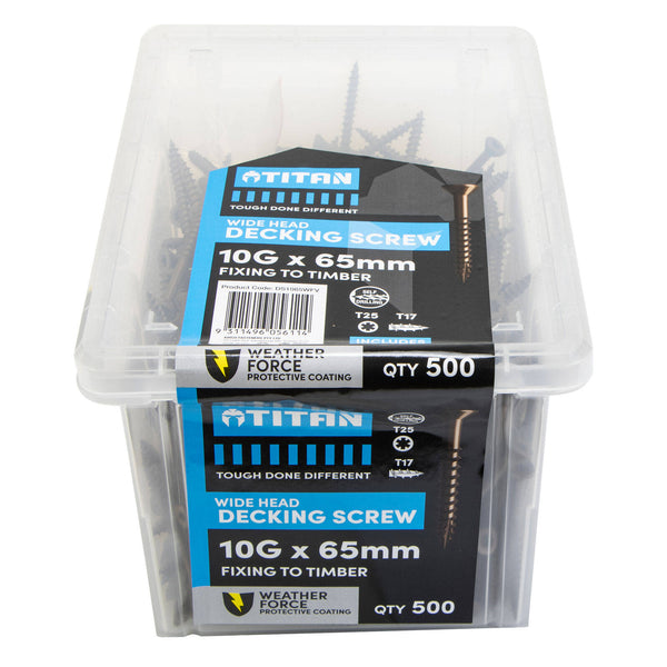 Titan 10G x 65mm Weather Force Wide Head Decking Screw - Pack of 500