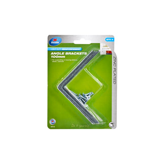 Zenith 100mm Zinc Plated Angle Brackets - 4 Pack