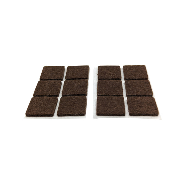 Surface Gard 19 x 19mm Brown Square Felt Floor Protection - 12 Pack