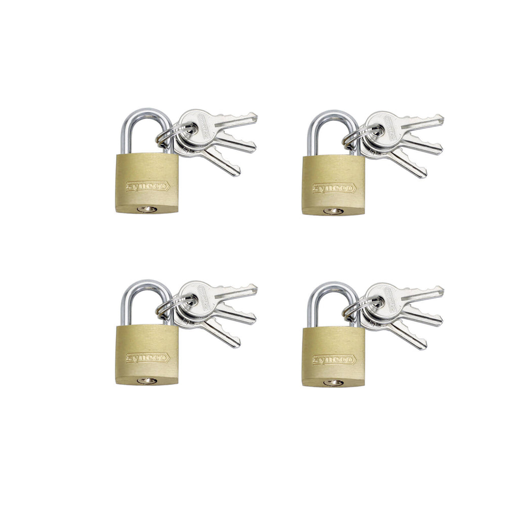 Syneco 20mm Brass Padlocks - 4 Pack - Image 1 of 2