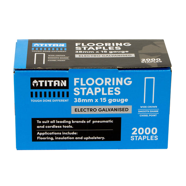 Titan 15G x 38mm Electro Galvanised Collated Flooring Staples - Pack of 2000