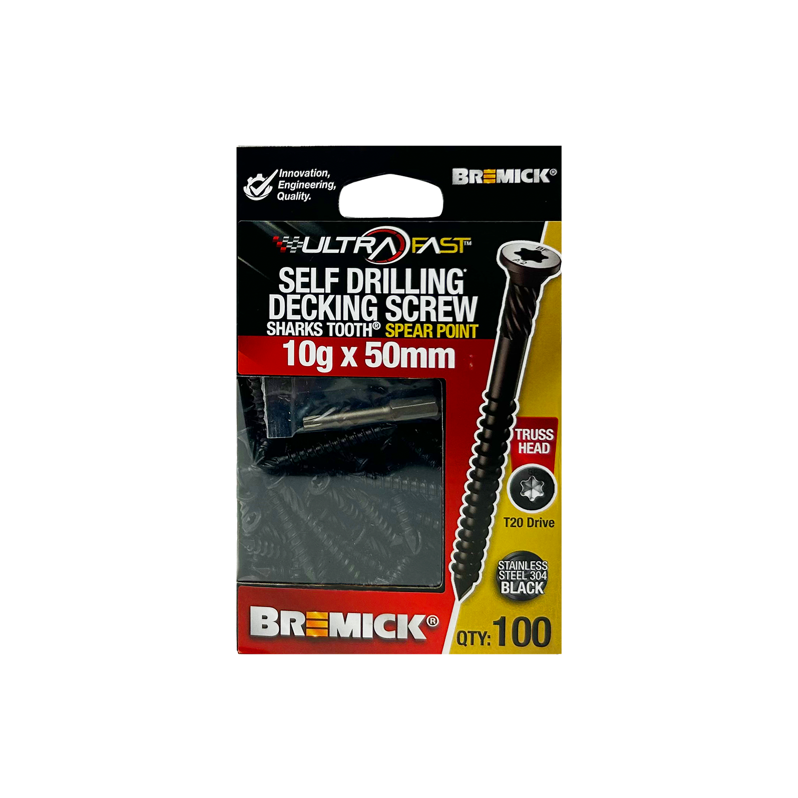 Bremick Ultrafast 10g x 50mm Stainless Steel 304 Black T20 Truss Head - 100 Pack - Image 7 of 10