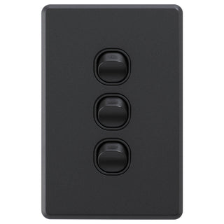 DETA White Gloss S-Line Triple Vertical Wall Switch - Gloss White