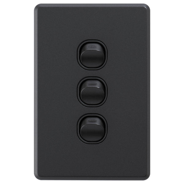DETA White Gloss S-Line Triple Vertical Wall Switch - Gloss White