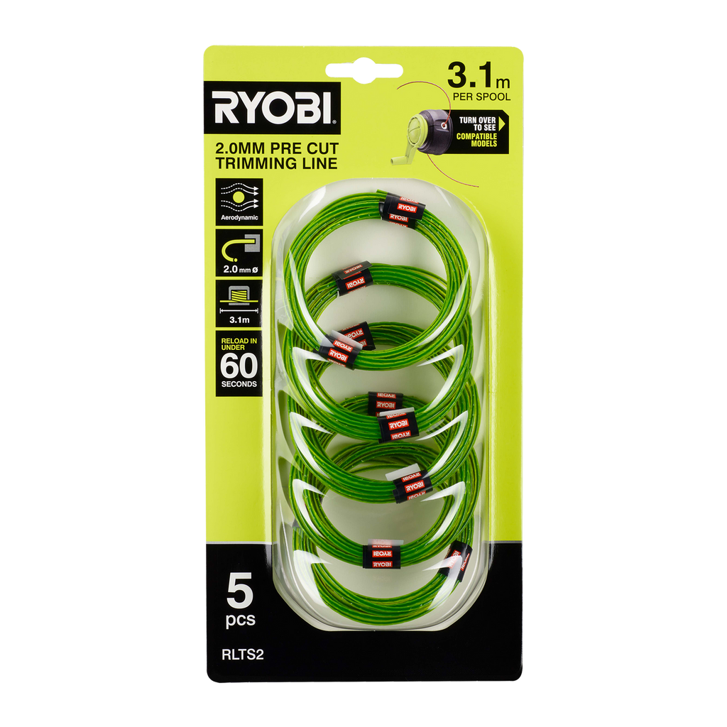 Ryobi 2.0mm Pre-Cut Spools - 5 Pack - Image 1 of 3