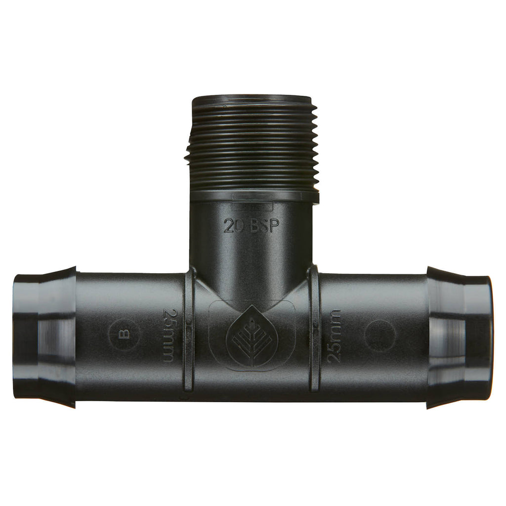 Pope 25mm Barbed x 20mm Single BSP Male Threaded Tee - Image 3 of 4