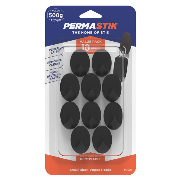 Permastik Small Black Vogue Hook - 10 Pack