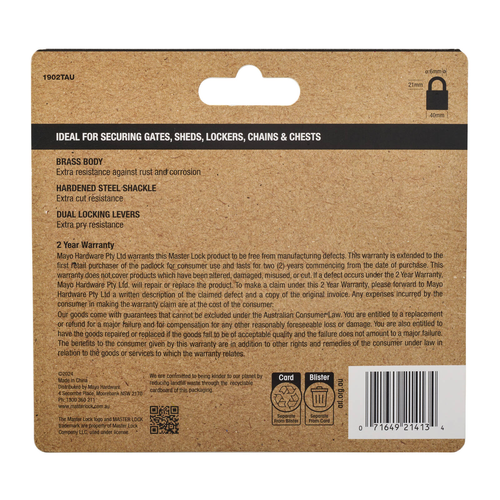 Master Lock 40mm Brass Keyed Padlock - 2 Pack - Image 9 of 18