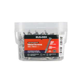 Buildex 10G x 40mm Class 3 Sheet Metal Screws - 250 Pack