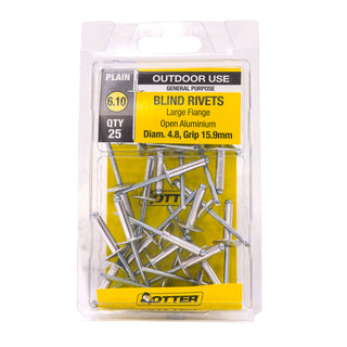 Otter 4.8 x 15.9mm Large Flange Aluminium Rivets - 25 Pack