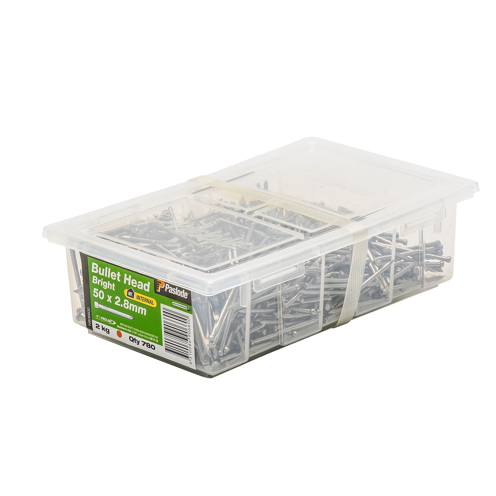 Paslode 50 x 2.8mm 2kg Bright Steel Bullet Head Nails - 780 Pack - Image 1 of 1