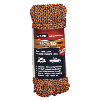 GRUNT 3mm x 20m Orange Textured Reflective Rope