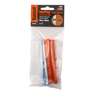 Ramset 10 x 100mm Flat Ultra Long RamPlug - 2 Pack