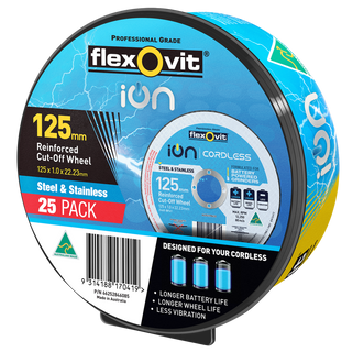 Flexovit 125 x 1.0 x 22.23mm Ion Metal Cut Off Wheel - 25 Pack