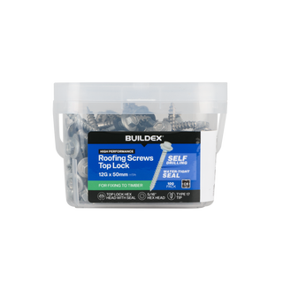 Buildex 12G x 50mm Class 4 Roofing Screws with Seal - 100 Pack