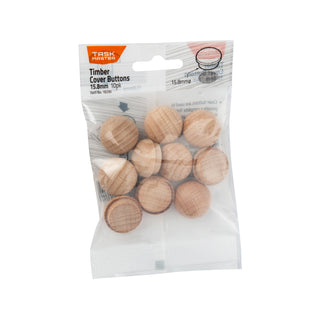 Taskmaster 12.7mm Timber Cover Buttons - 10 Pack - 12.7mm