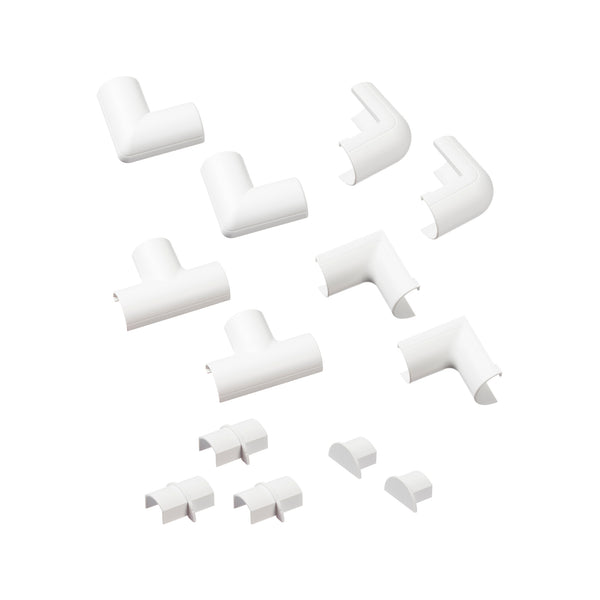 D-Line 13 Piece 20 x 10mm White Clip Over Cable Cover Accessory Kit