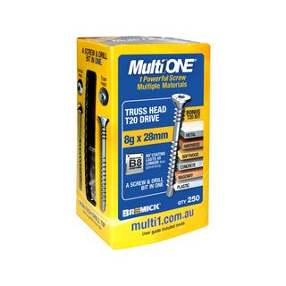 Bremick 8g x 28mm MultiONE B8 Countersunk Truss Head Screw - 250 Pack