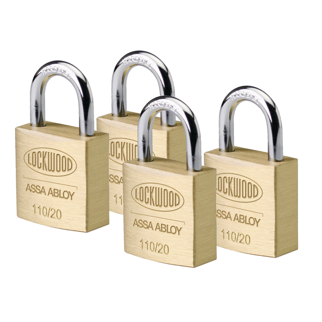 Lockwood 20mm Solid Brass 110 Series Padlock - 4 Pack - Image 3 of 4