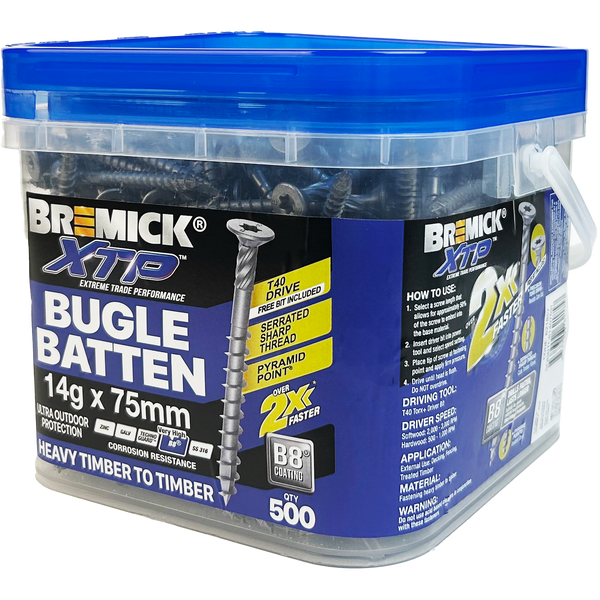 Bremick XTP 14g x 75mm T40 B8 Bugle Batten - 500 Pack