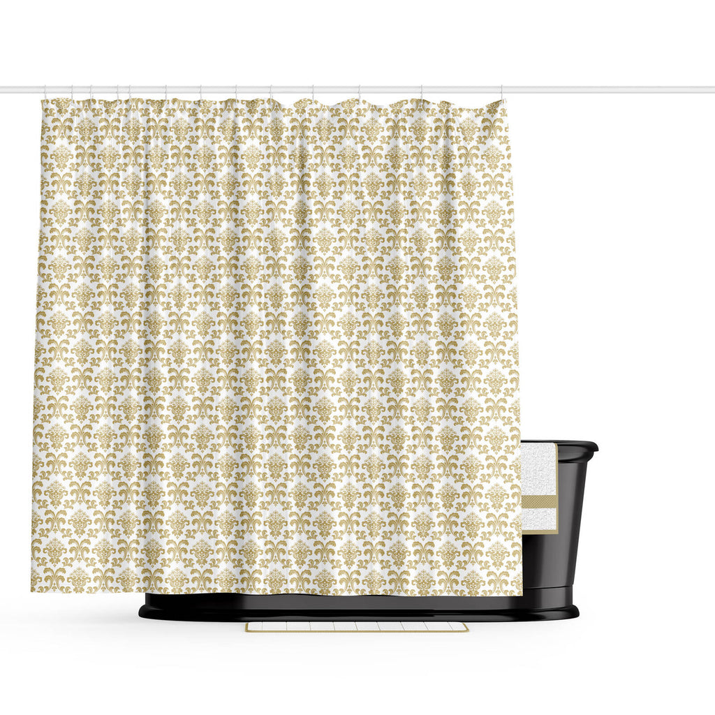 Barelli 180 x 180cm Fleur-De-Lis Gold Metallic Peva Shower Curtain - Image 2 of 2