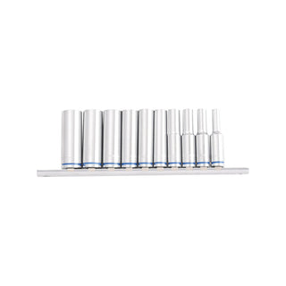 Kincrome 10 Piece 1/4" Drive Metric Mirror Polish Deep Socket Rail