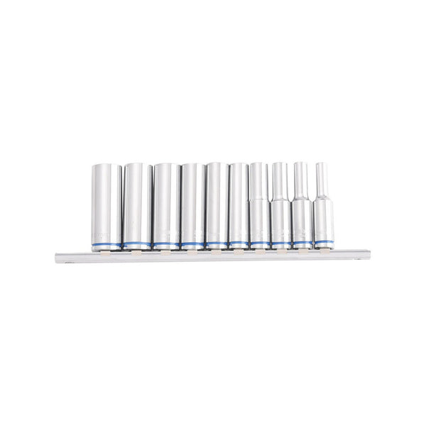 Kincrome 10 Piece 1/4" Drive Metric Mirror Polish Deep Socket Rail