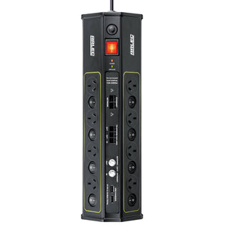 Arlec 8 Outlet 2 x USB Coax Surge Protect Powerboard