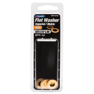 Zenith 5/16" M8 Solid Brass Flat Washer - 10 Pack