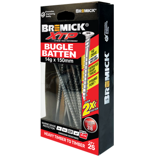 Bremick XTP 14g x 150mm T40 Stainless Steel 316 Bugle Batten - 25 Pack