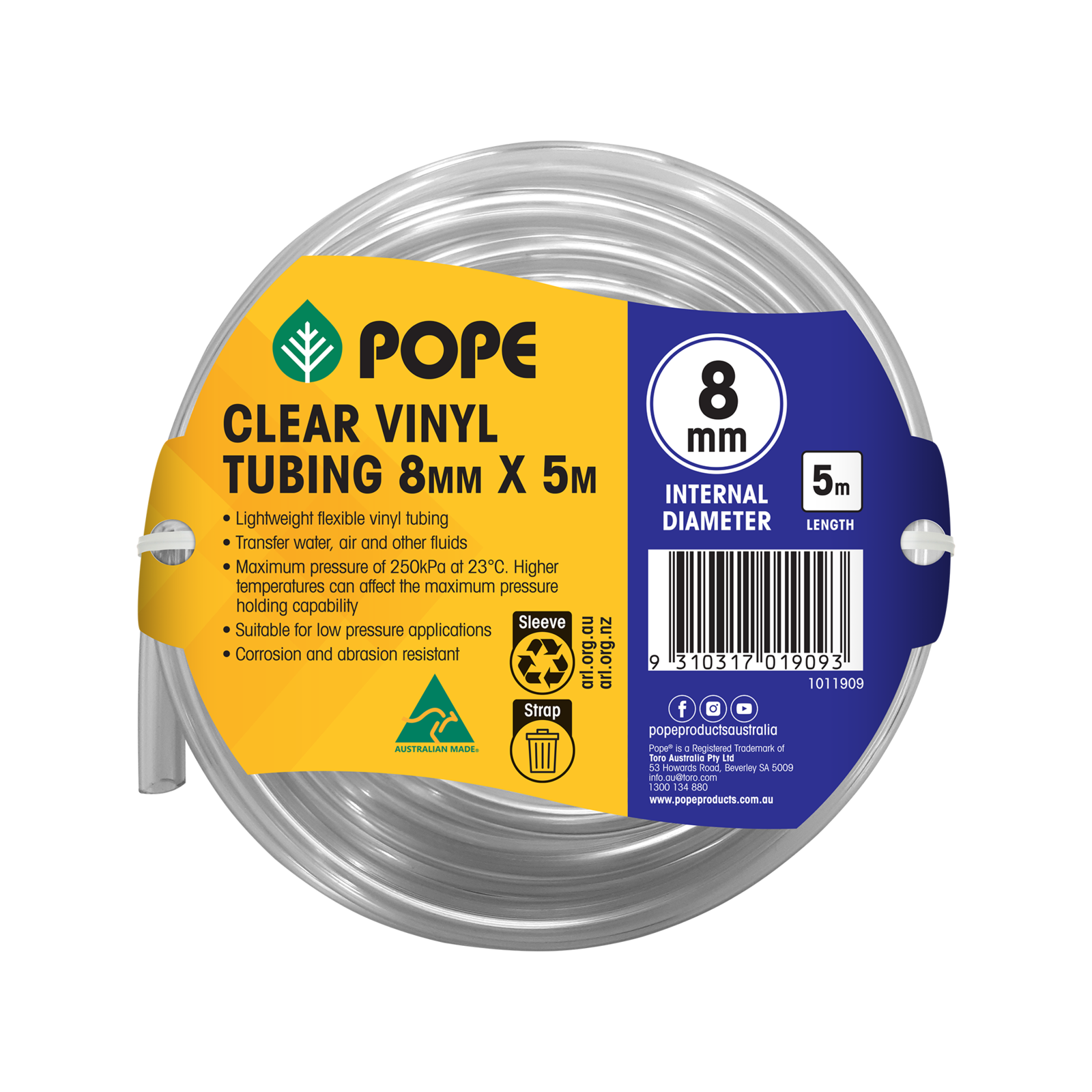 Pope 8mm x 5m Clear Vinyl Tubing - Image 1 of 1