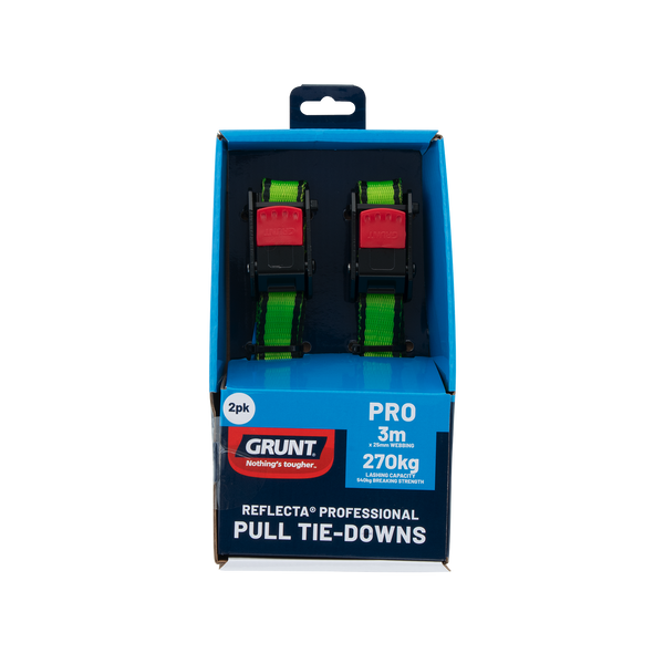 GRUNT 25mm x 3m Pro Cam Buckle Tie Down - 2 Pack