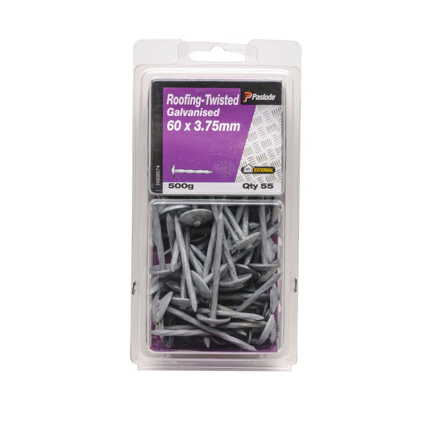 Paslode 60 x 3.75mm 500g Galvanised Twisted Roofing Nails - 55 Pack