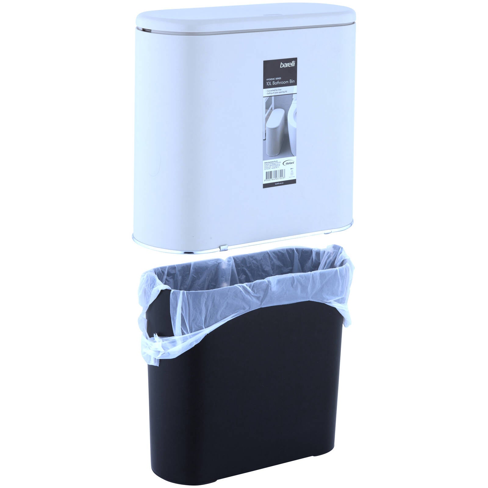 Barelli 10L White Hygiene Series Plastic Bathroom Bin - Image 6 of 6