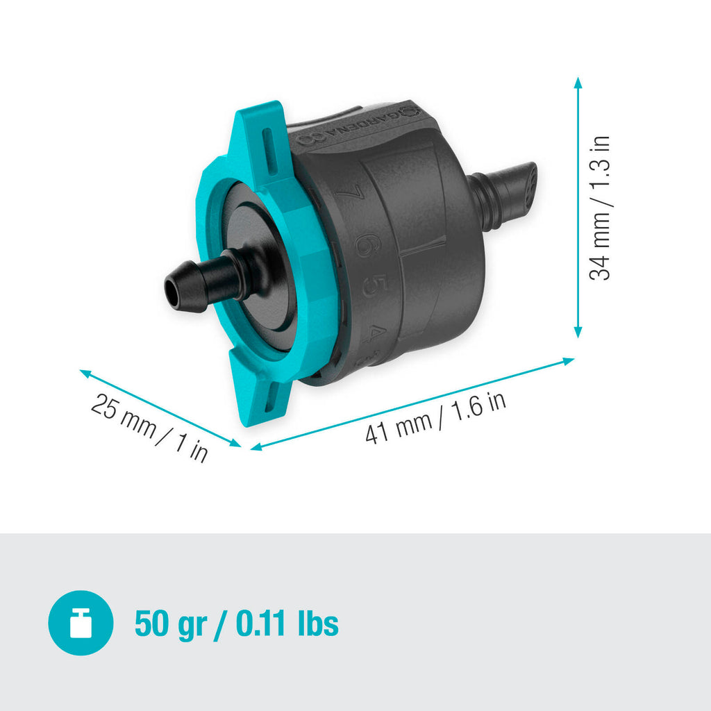 GARDENA Micro Irrigation Adjustable Endline Drip Head 1–8 l/h Pressure Compensating - 5 Pack - Image 9 of 9