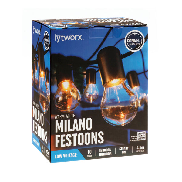 Lytworx Warm White Milano Festoon Party Lights - 10 Bulbs